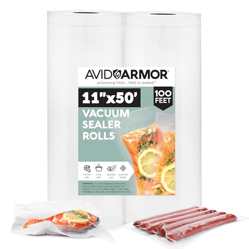Avid Armor Vacuum Seal Rolls, Vac Seal Bags for Food Storage, Meal Saver Freezer Vacuum Sealer Bags, Sous Vide Bags Vacuum Sealer, Non-BPA Vacuum Sealer Bags, 8 inches by 50 feet, Pack of 2