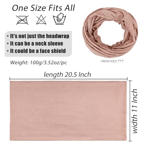 XTREND 1 Piece Turbans for Women Stretch Jersey Headwraps Fashion Neck Sleeve Sleeping Turban Solid Color Head Wrap Extra Wide Turban Caps Soft Breathable African Headwrap for Women (Camel)
