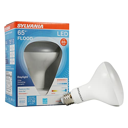 Sylvania Flood BR30 LED Light Bulb, 65W = 9W, Dimmable, 22 Year, 800 Lumens, 5000K, Daylight - 1 Pack (40461)