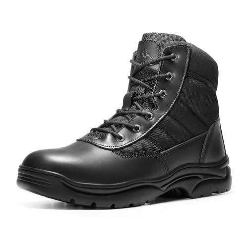 NORTIV 8 Men's Waterproof Tactical Work Boots Leather Outdoor Hiking Military 6 Inches Motorcycle Combat Boots,Size 13,Coyote,CONTRACTOR-NEW