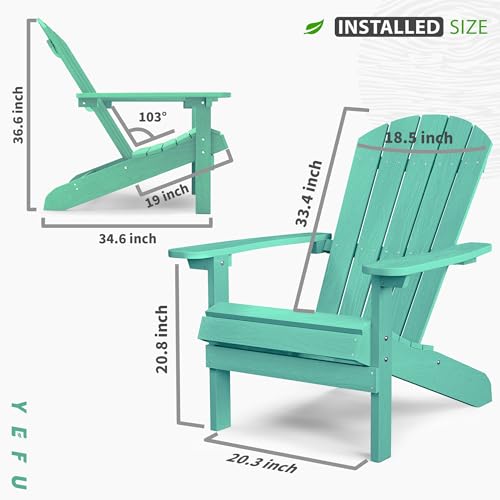 Adirondack Chairs Set of 2 Plastic Weather Resistant, Outdoor Chairs 5 Steps Easy Installation, Like Real Wood, Widely Used in Outdoor, Patio, Lawn, Fire Pit, Deck, Outside, Garden Chairs (White)