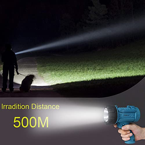 YIERBLUE Rechargeable Spotlight, Waterproof Handheld Flashlight, 200000 Lumens LED, 10000mAh Battery, IP67 Waterproof, 3 Adaptable Settings, 18W USB-C Port