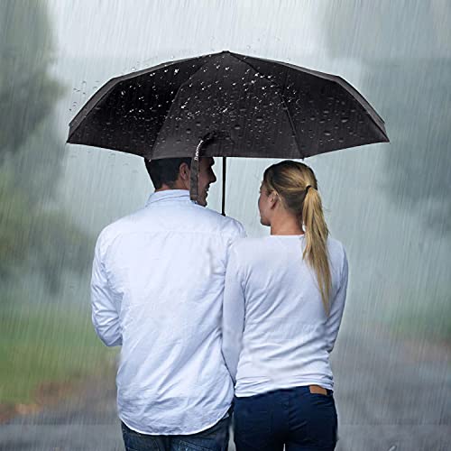 TradMall 2 Pack Travel Umbrella Windproof 56 Inches Large Canopy Reinforced Fiberglass Ribs Auto Open & Close, Sky Blue