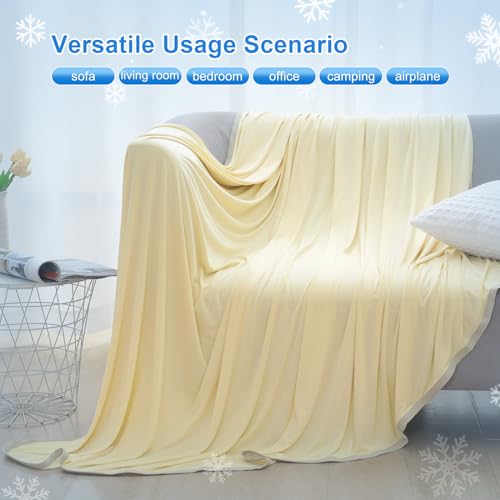 PHF Double Cooling Blanket for Hot Sleepers Twin Size, Arc-Chill Q-Max>0.5 with Double Cooling, Summer Blanket Absorbs Heat to Keep Cool All Night for Night Sweats (Alabaster Gleam, 60''x80'')