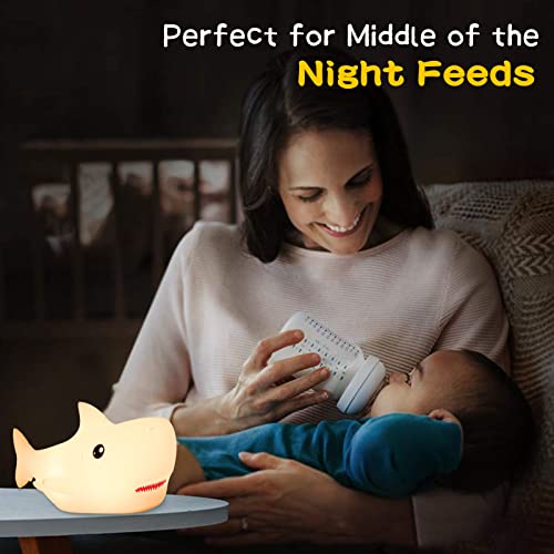Tremdwoto Shark Night Light for Kids with 7 Colors, Rechargeable Squishy Silicone LED Nightlight Lamp as Birthday Christmas Gifts for Baby Boys Children Toddlers Tween Girls Nursery