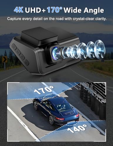 Dash Cam Front and Rear Camera, 4k+1080P WiFi Dual Dash Cam with APP, 3’’ IPS Dash Camera for Cars with Free 64GB Card, Otovoda Dashboard Camera with Night Vision, 24/7 Parking Monitor, WDR