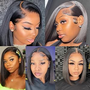 Bob Wig Human Hair Ginger Orange Lace Front Wigs Human Hair Pre Plucked 13x6 Straight Frontal Wigs for Black Women Human Hair 180%Density HD Transparent Lace Wig Glueless #350 Colored Bob Wigs 10 Inch