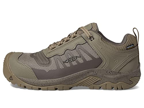 KEEN Utility Men's Reno Low Height Composite Toe Flexible Waterproof Athletic Work Shoes, Brindle/Morel, 10
