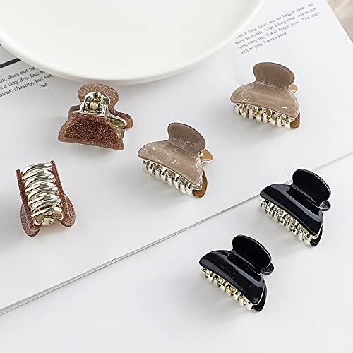 Small Hair Clips, Cute Checkerboard Hair Claw Clips for Women 1.57 inch Hair Clip for Girls Acrylic Plastic Hair Jaw Clamp Pack of 12 (Color A)