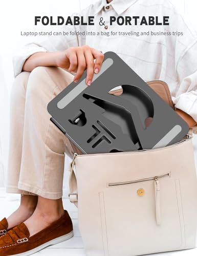 ToBeoneer Laptop Stand for Desk, Adjustable Laptop Stand, Foldable Laptop Riser Portable Computer Stand Compatible with MacBook Air/Pro, Dell XPS, Lenovo, HP and All Laptops up to 15.6 inches (Black)