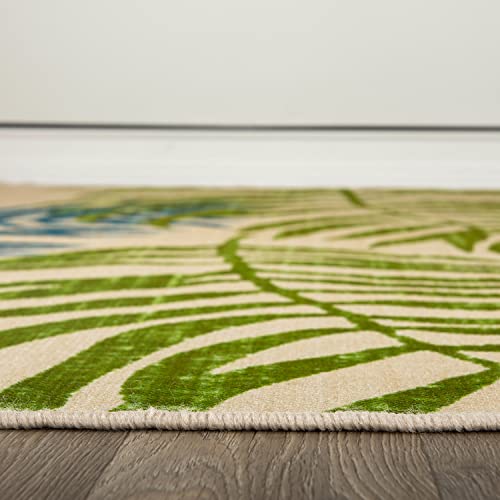 Rugshop Minorca Floral Leaves Non-Shedding Outdoor Rugs for Deck,Patio,Backyard Indoor/Outdoor Runner Rug 2' x 7' Multi