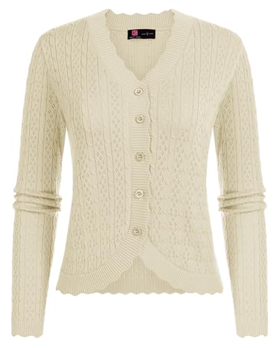 Purple Cardigan Sweater for Women Long Sleeve Button Down Sweater Lightweight Open Front Cardigan Shrug(Purple,M)