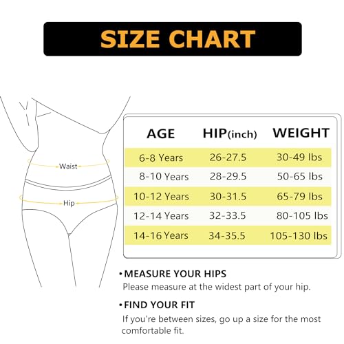 Nalwort Teen Girls Period Panties Cotton Leakproof Menstrual Underwear for First Period Starter