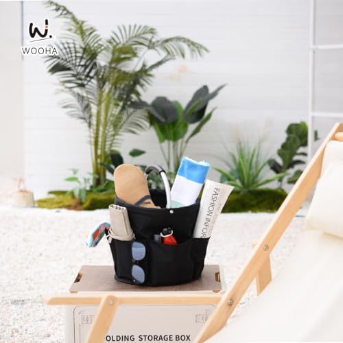 Wooha Tool Organizers Bag 17L collapsible Tool Bag Laundry Organizer Outdoor Camping Garden Harvest Basket Home Bathroom Storage Bath Wash Bag(Black)