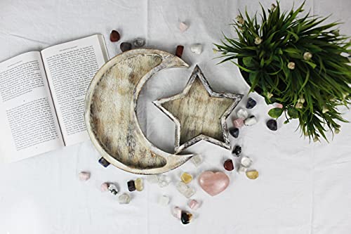 T one woods Rock Collection Tray | Wooden Crystal Display | Crystal Holder | Crystal Display Shelf | Crystal and Healing Tray | Crystal Display Tray (Rustic White)