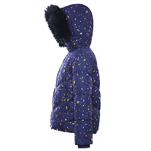 Rokka&Rolla Girls' Heavyweight Puffer Jacket Quilted Winter Coat with Hooded Faux Fur