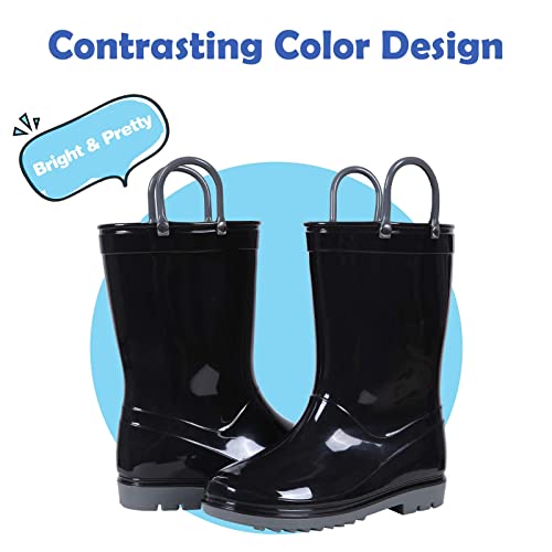Colorxy Kids Rain Boots for Boys Waterproof Toddler Rain Boots with Easy-On Handles, Hot Pink Size Big Kid 3