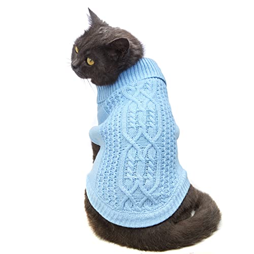 Jnancun Cat Sweater 16 Color Turtleneck Knitted Sleeveless Dog Sweater Warm Winter Kitten Clothes Outfits for Cats or Small Dogs in Cold Season(Yellow, Small)