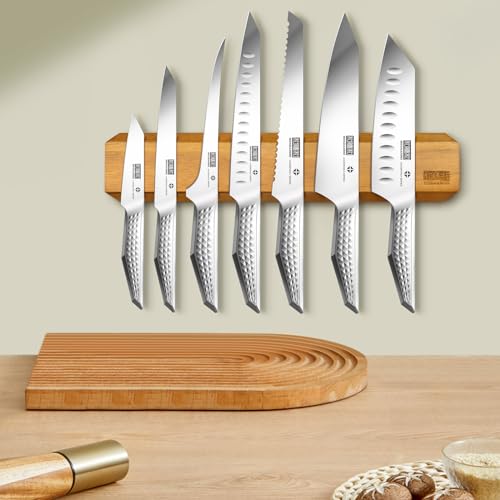 HOSHANHO Steak Knives Set of 6, 4.5 Inch Sharp Serrated Kitchen Steak Knife Set, High Carbon Japanese Stainless Steel Steak Knives with Ergonomic Handle