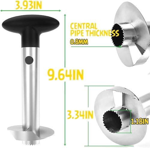Pineapple Corer and Slicer Tool, Stainless Steel Pineapple Core Remover Tool, Stainless Steel Pineapple Cutter for Home Kitchen with Sharp Blade for Diced Fruit Rings Christmas Gift
