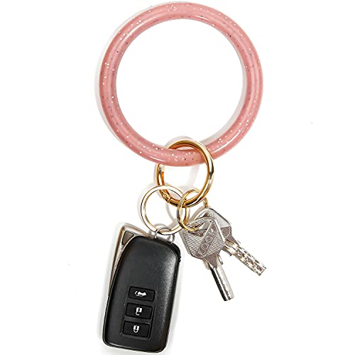 Townshine Silicone Leather Bangle Key Ring Wrist Keychain Bracelet Round Key Rings Holder Gift (Maple leaf)