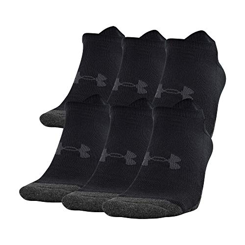 Under Armour Adult Performance Tech No Show Socks, Multipairs, Black (6-Pairs), Medium