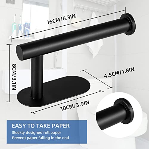YUET Toilet Roll Holder Self Adhesive Black Paper Holders Tissue Stand Hanger Bathroom SUS-304 Stainless Steel,No Drilling Required, Strong Adhesiveness and Waterproof