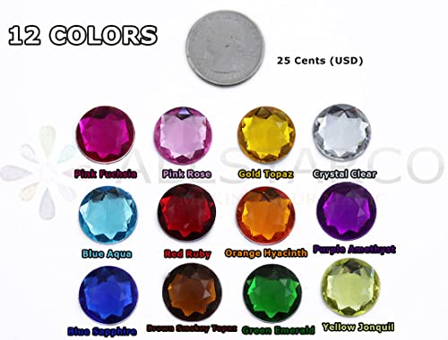 Allstarco 18mm Flat Back Round Acrylic Rhinestones Jewels Plastic Gems Embelishments for Cosplay/Costumes Jewelry Making - 30 Pieces (Opal A43AB)