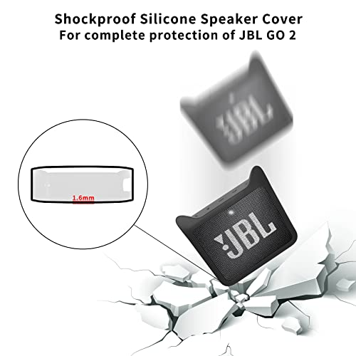 Black Sesame Protective Silicone Cover for JBL GO2 Protable Bluetooth Speaker Cute Cat Ear Shape Shockproof Carrying Case Compatible with JBL GO 2 Speaker - Black
