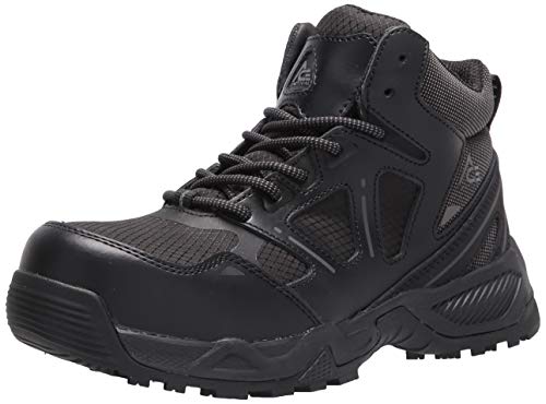 Shoes for Crews Defender Mid, Men's, Women's, Unisex Soft Toe (ST) Work Shoes, Slip Resistant, Water Resistant, Black, Men's 10 / Women's 11.5