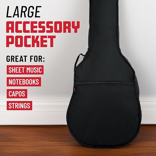 Gator Cases Foam Padded Acoustic Bass Guitar Gig Bag, Fits Acoustic Bass Guitars up to 49.3" in Length (GBE-AC-BASS)