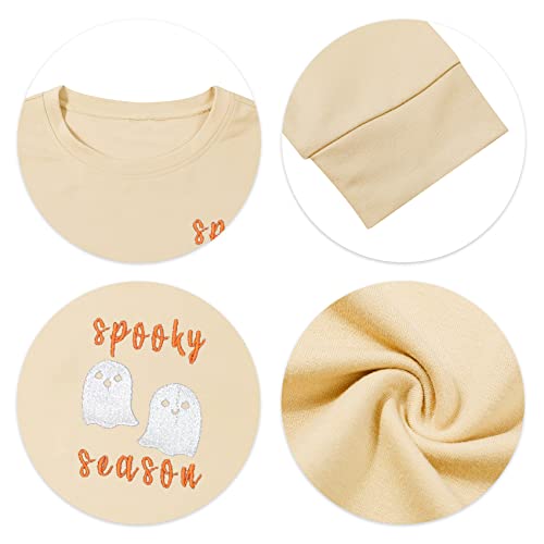 LOTUCY Oversize Halloween Sweatshirt Women Cute Spooky Season Sweatshirts Ghost Fall Embroidered Sweater Pullover Top