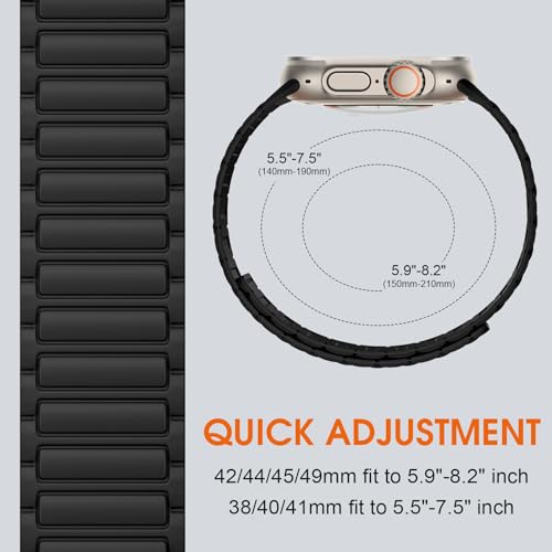 Witzon Magnetic Band Compatible with Apple Watch 40mm 41mm 38mm 42mm 46mm 45mm 44mm Bands for Women Men, Sport Silicone Strap Strong Magnet Link Wristband for iWatch Series 10 9 8 7 6 5 4 3 SE Ultra 2