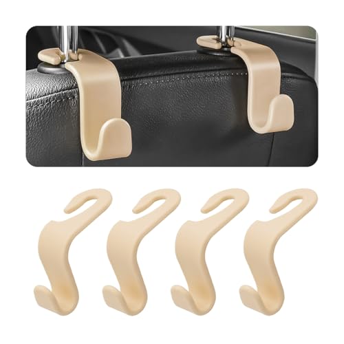 4PCS Car Back Seat Headrest Hooks, Rear Car Seat Storage Headrest Hanger Holder Hooks Organizer, Universal Auto Interior Accessories for Bag Purse Handbag Cloth Coats Grocery (Pink)