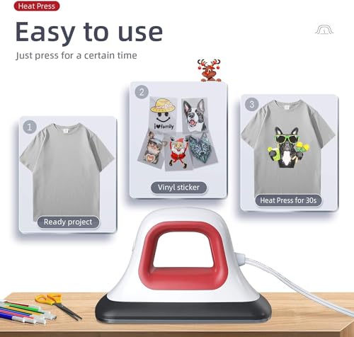Heat Press - 7" x 3.8" Heat Press Machines for T Shirts Shoes Bags Hats and HTV Vinyl Projects & Portable Easy Iron Press Machine for Heating Transfer