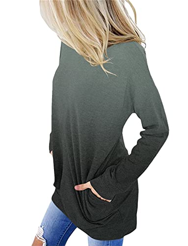 onlypuff Long Sleeve Tops for Women Pocket T Shirt Cute Shirts Casual Fall Tunic Tops Sweatshirt Peach M