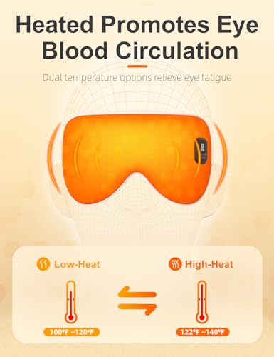 Heated Eye Mask, Cordless Heat Eye Compress for Dry Eye Stye Relax Eye Strain, Electric Warm Eye Mask for Airplane Sleeping for Women, Blackout Eye Mask for Travel, Idea for Woman/Man (Black)