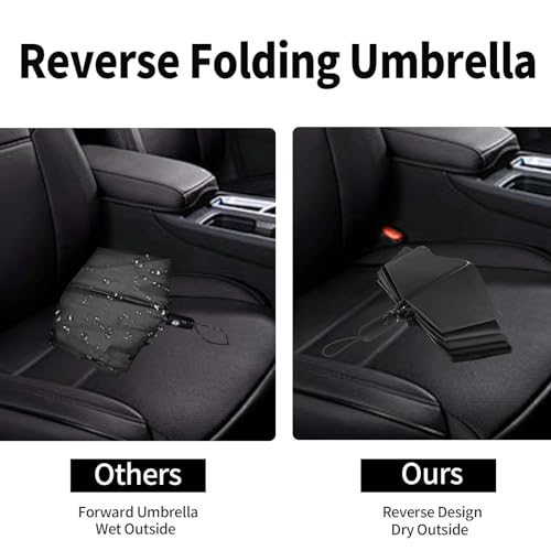 ZDSSM Umbrella Travel Large Windproof Inverted Umbrellas for Rain Portable Automatic Small Compact Reverse Folding Umbrellas for Women Men (Black)