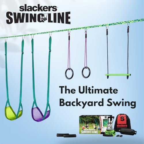 slackers Deluxe Swing Line - Turn Healthy Trees Into The Perfect Backyard Swing Set - slackers Tree Swing Line Kit - Great Tree Swing Addition to Any Yard - Recommended for Ages 3+