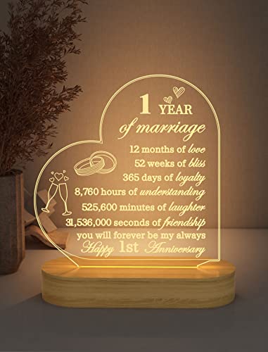 FULLOSUN Anniversary Wedding Gifts for Him/Her, I Love You Night Light 3D Illusion Lamp for Couple Wife Husband Romantic Valentines Wedding Day Present (5th)