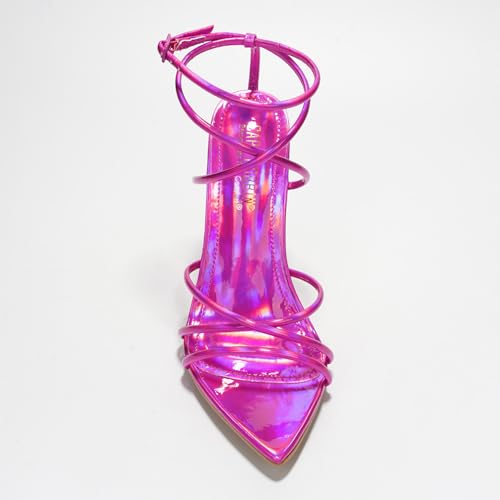 Cape Robbin Women's High Heels Strappy Stiletto Sandals Open Toe, Sexy Party Evening Dress Pumps for Women (Nabil) - Pink Size 6