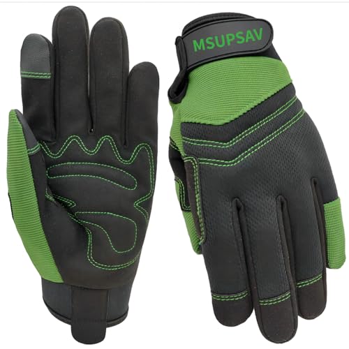 MSUPSAV Gardening Gloves for Gardening,Synthetic Leather Garden Gloves,Work Gloves with Touch Screen,Gardening Gifts for Women,Purple, Medium