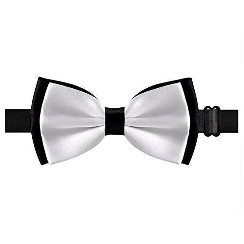 Alizeal Bowtie for Men Fancy Adjustable Pre Tied Wedding Party Bow Ties, Silver