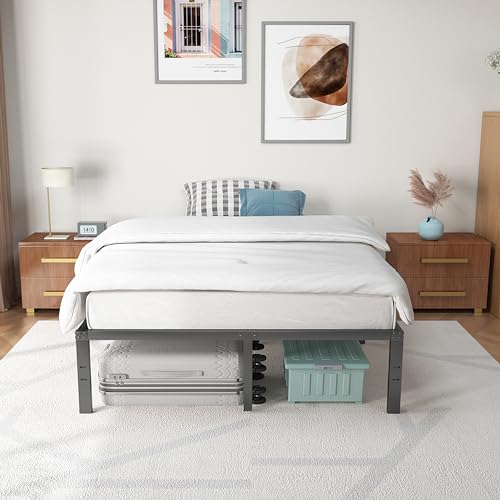 NOAH MEGATRON Queen Bed Frame No Box Spring Needed Heavy Duty Platform Mattress Foundation 14 Inch Under Storage Noise Free Easy Assembly Bed Frame Queen