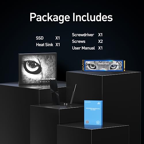 MOVE SPEED HB7450 512GB SSD for PS5 with Heatsink, PCIe 4.0 NVMe M.2 Internal Solid State Drive - Up to 7450MB/s, 3D NAND Storage Expansion Compatible with PS5, Desktops and Laptops
