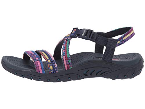 Skechers Women's Reggae-Sew Me-Boho Woven Strappy Slingback Sandal, Taupe Multi, 10