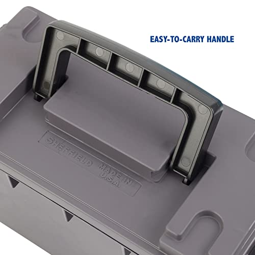 Sheffield 12628 Field Box, Pistol, Rifle, or Shotgun Ammo Storage Box, Tamper-Proof Locking Ammo Can, Water Resistant, Made in The U.S.A, Stackable, Gray