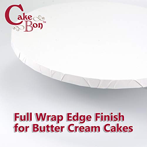 Cake Boards by Cakebon - Sturdy 1/2 Inch Thick Cake Drums - Professional Fully Wrapped Edges White 1-Pack - Cake Base Cake Boards 10 Inch Round