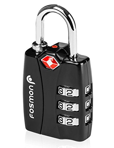 Fosmon TSA Accepted Luggage Locks, Open Alert Indicator 3 Digit Combination Padlock Codes with Alloy Body for Travel Bag, Suit Case, Lockers, Gym, Bike Locks or Other