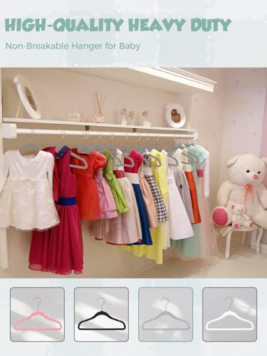 Smartor Premium Baby Hangers Velvet for Closet 50 Pack Black,11.8" Durable Kids Felt Hangers Non Slip for Toddler, Baby Clothes Hangers with 6 Pcs Closet Dividers for Infant/Childrens for Nursery
